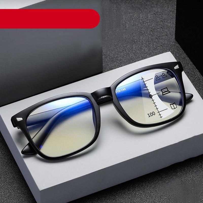 Black Square Multifocal Progressive Reading Glasses For  Men Fashion With Diopters Anti-glare Computer Reading Gaming TV Phones Transparent Glasses For Women Men Stevvex