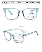 Black Square Multifocal Progressive Reading Glasses For  Men Fashion With Diopters Anti-glare Computer Reading Gaming TV Phones Transparent Glasses For Women Men Stevvex