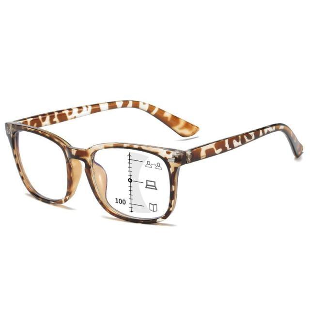Black Square Multifocal Progressive Reading Glasses For  Men Fashion With Diopters Anti-glare Computer Reading Gaming TV Phones Transparent Glasses For Women Men Stevvex
