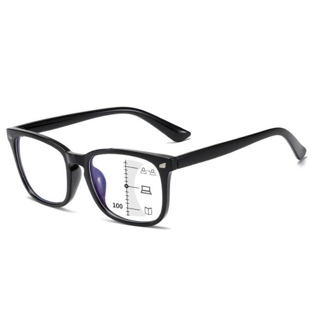 Black Square Multifocal Progressive Reading Glasses For  Men Fashion With Diopters Anti-glare Computer Reading Gaming TV Phones Transparent Glasses For Women Men Stevvex