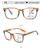 Black Square Multifocal Progressive Reading Glasses For  Men Fashion With Diopters Anti-glare Computer Reading Gaming TV Phones Transparent Glasses For Women Men Stevvex