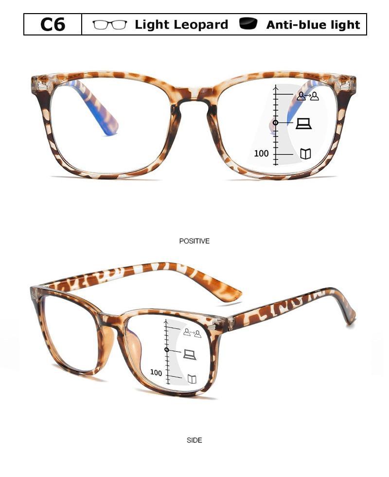 Black Square Multifocal Progressive Reading Glasses For  Men Fashion With Diopters Anti-glare Computer Reading Gaming TV Phones Transparent Glasses For Women Men Stevvex