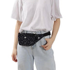 Black Starry Night Printed Fashion Fanny Pack Bum Bag For Daily Use Travel Stylish Belt Bag Waist Bag For Sports And Casual Use Festival Belt Waist Bag For Traveling Stevvex