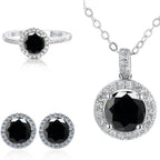 6.5mm Moissanite 925 Sterling Silver Bridal Jewelry Set Ring Earring Pendant BandsCo Straps