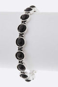 Turquoise Red Stone Pave Adjustable Cuff Silver Bracelet