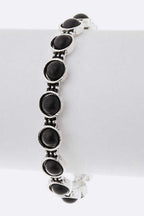 Turquoise Red Stone Pave Adjustable Cuff Silver Bracelet