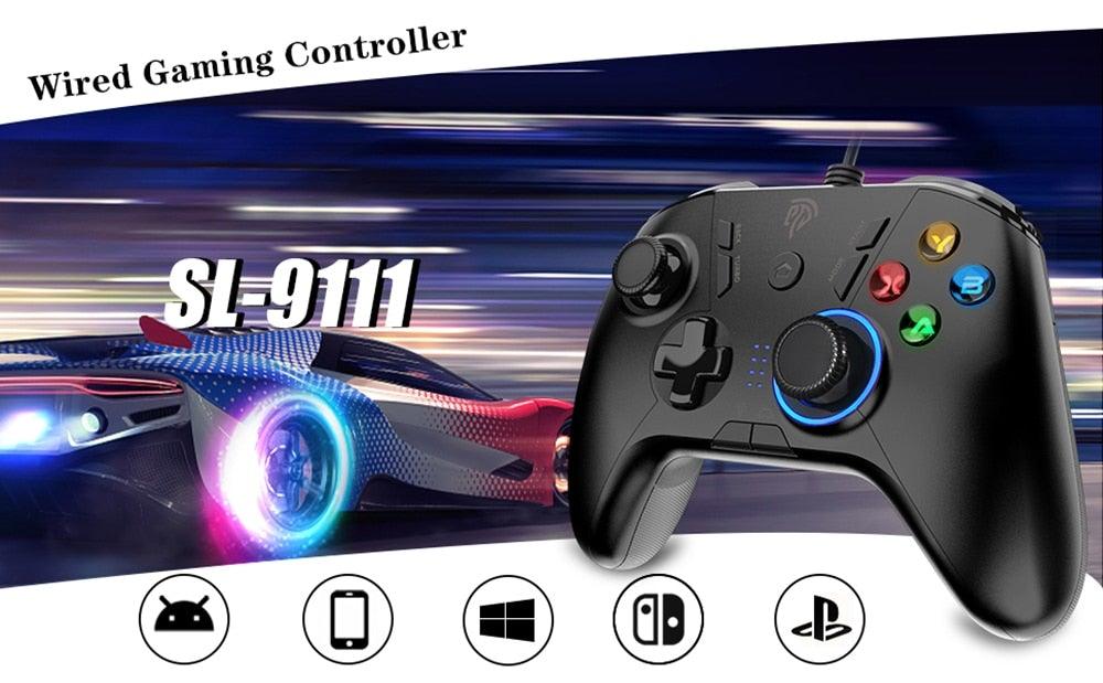 Black Sustainable Wired Joystick Game Controller With Customized Buttons Programable With PC Laptop Stevvex