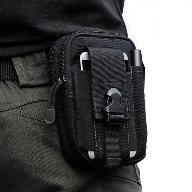 Black Tactical Pouch Belt Phone Holder Waist Bag Military Fanny Pack Classy Outdoor Travel Workout Sports Hands-Free Waist Bag For Running Outdoor Activities Stevvex