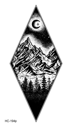 Black Temporary Waterproof Tattoo Sticker Mountains Tree Body Decoration Elegant Stylish Design