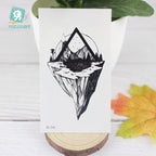 Black Temporary Waterproof Tattoo Sticker Mountains Tree Body Decoration Elegant Stylish Design