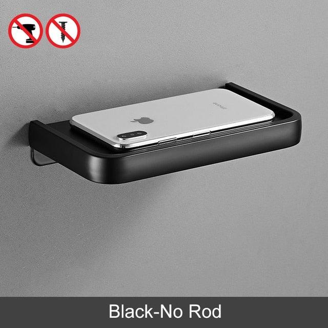 Black Toilet Paper Holder Multifunction Bathroom Storage Shelf Roll Paper Holder Toilet Paper Holder With Shelf Matte Black Toilet Paper Holder Toilet Paper Roll Holder Bathroom Adhesive Toilet Paper Holder Stevvex