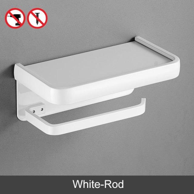 Black Toilet Paper Holder Multifunction Bathroom Storage Shelf Roll Paper Holder Toilet Paper Holder With Shelf Matte Black Toilet Paper Holder Toilet Paper Roll Holder Bathroom Adhesive Toilet Paper Holder Stevvex