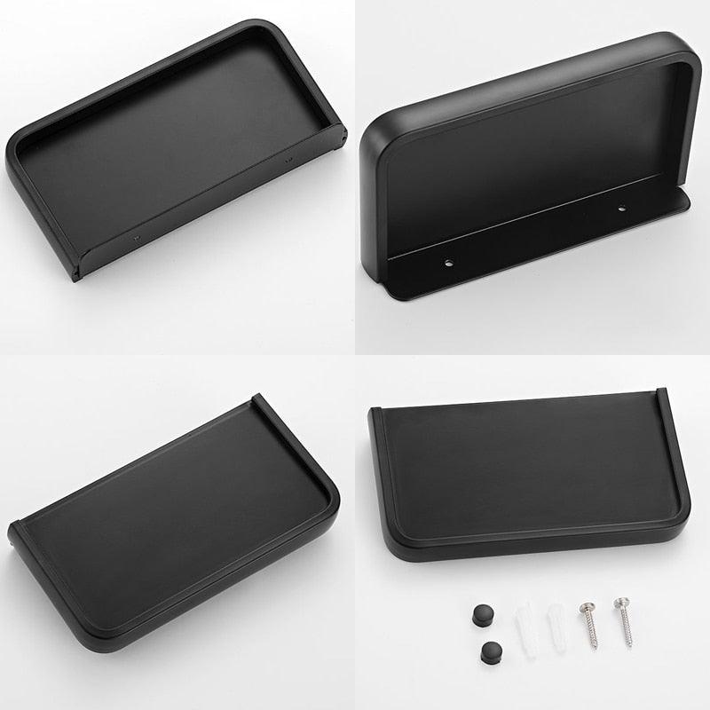 Black Toilet Paper Holder Multifunction Bathroom Storage Shelf Roll Paper Holder Toilet Paper Holder With Shelf Matte Black Toilet Paper Holder Toilet Paper Roll Holder Bathroom Adhesive Toilet Paper Holder Stevvex