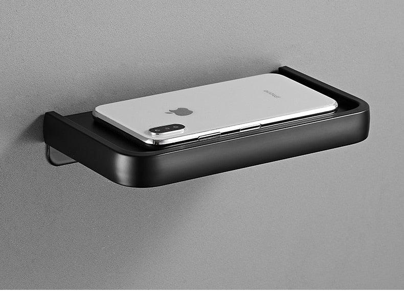 Black Toilet Paper Holder Multifunction Bathroom Storage Shelf Roll Paper Holder Toilet Paper Holder With Shelf Matte Black Toilet Paper Holder Toilet Paper Roll Holder Bathroom Adhesive Toilet Paper Holder Stevvex