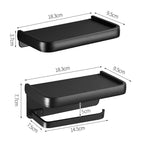 Black Toilet Paper Holder Multifunction Bathroom Storage Shelf Roll Paper Holder Toilet Paper Holder With Shelf Matte Black Toilet Paper Holder Toilet Paper Roll Holder Bathroom Adhesive Toilet Paper Holder Stevvex