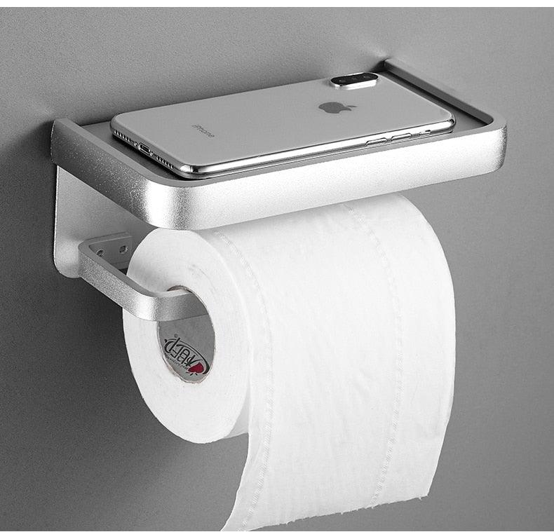 Black Toilet Paper Holder Multifunction Bathroom Storage Shelf Roll Paper Holder Toilet Paper Holder With Shelf Matte Black Toilet Paper Holder Toilet Paper Roll Holder Bathroom Adhesive Toilet Paper Holder Stevvex