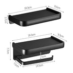 Black Toilet Paper Holder Multifunction Bathroom Storage Shelf Roll Paper Holder Toilet Paper Holder With Shelf Matte Black Toilet Paper Holder Toilet Paper Roll Holder Bathroom Adhesive Toilet Paper Holder Stevvex