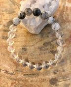 Black Tourmaline Crystal Quartz Stretch Bead Bracelet