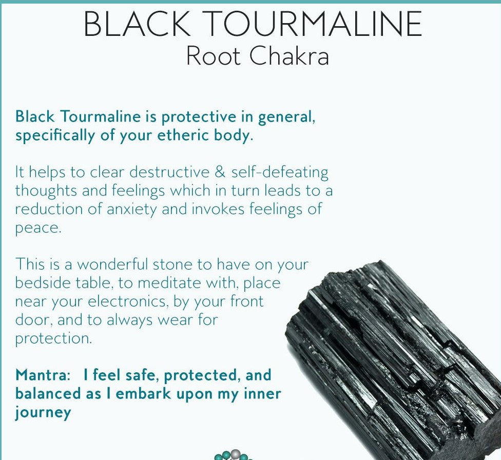 Black Tourmaline Crystal Quartz Stretch Bead Bracelet