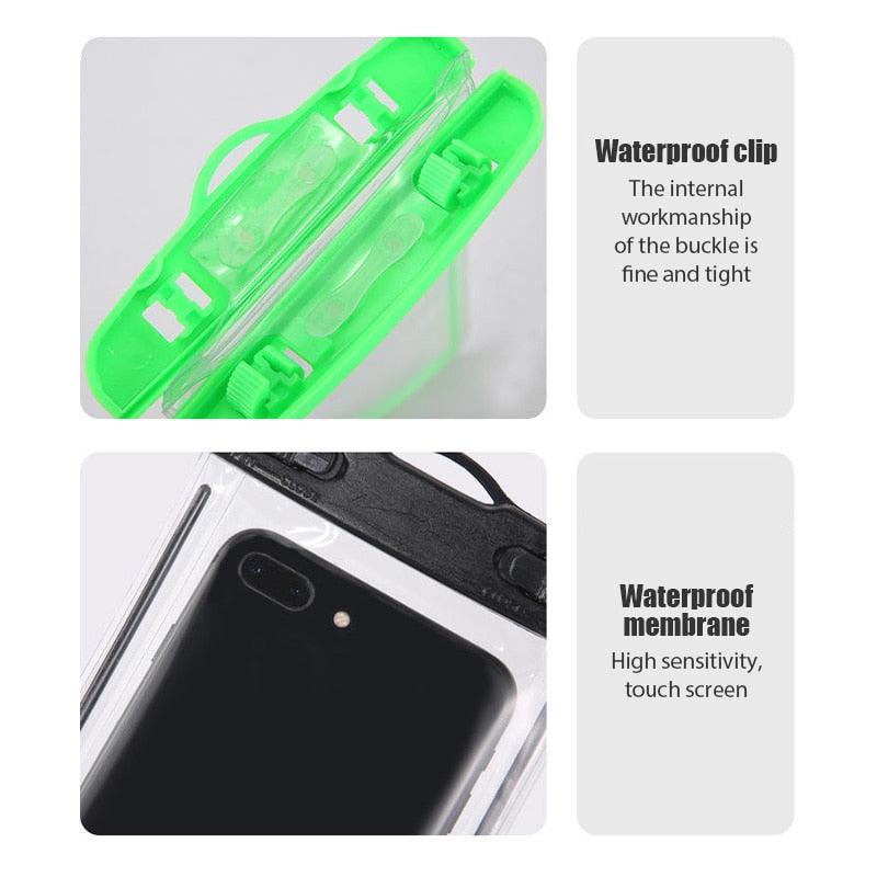 Black Universal Waterproof Phone Case Water Proof Bag Mobile Cover For iPhone 12 11 Pro Max 8 7 Waterproof Phone Bag Waterproof Phone Case With Lanyard for iPhone Case & Strap Stevvex