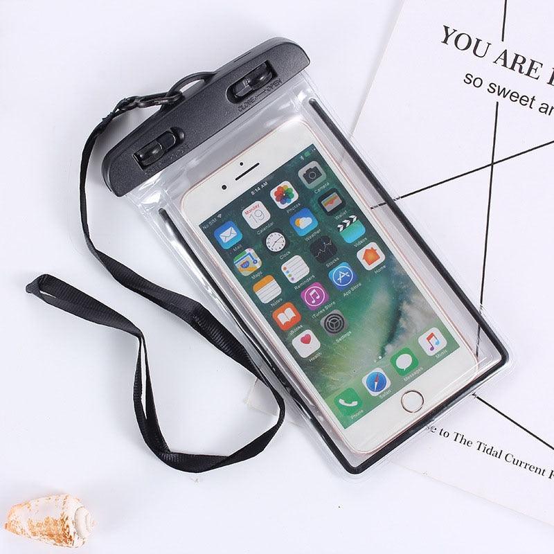 Black Universal Waterproof Phone Case Water Proof Bag Mobile Cover For iPhone 12 11 Pro Max 8 7 Waterproof Phone Bag Waterproof Phone Case With Lanyard for iPhone Case & Strap Stevvex