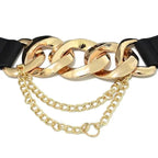 Black Vintage Ladies Dress Belt Charming Chain Buckle Elastic Luxurious Women Belt Metal Chain Style Party Fashion Belts For Ladies Stevvex