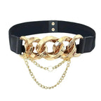 Black Vintage Ladies Dress Belt Charming Chain Buckle Elastic Luxurious Women Belt Metal Chain Style Party Fashion Belts For Ladies Stevvex