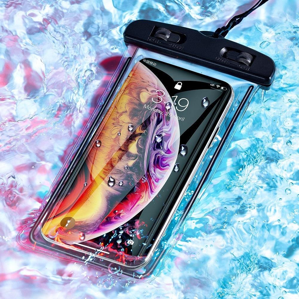 Black Waterproof Mobile Cover Pouch Mobile Case Phone Pouch for iPhone Outdoor Waterproof Phone Case Universal Bag For iPhone 13 12 11 Pro Max Waterproof Phone Pouch Case & Strap Stevvex