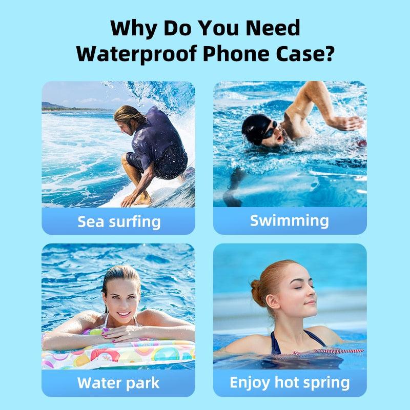 Black Waterproof Phone Case Bag For iPhone 14 13 12 Pro Max Swim Pouch For Universal Protective Phone Case Universal Waterproof Underwater Dustproof Touch Phone Case for iPhone Stevvex