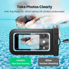 Black Waterproof Phone Case Bag For iPhone 14 13 12 Pro Max Swim Pouch For Universal Protective Phone Case Universal Waterproof Underwater Dustproof Touch Phone Case for iPhone Stevvex