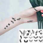 Black Waterproof Temporary Bird Tattoo Sticker Arm Leg Wrist Modern Small Tattoo For Womens And Kids Stevvex