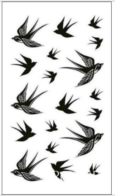 Black Waterproof Temporary Bird Tattoo Sticker Arm Leg Wrist Modern Small Tattoo For Womens And Kids Stevvex