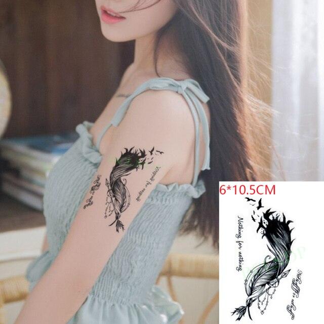 Black Waterproof Temporary Bird Tattoo Sticker Arm Leg Wrist Modern Small Tattoo For Womens And Kids Stevvex