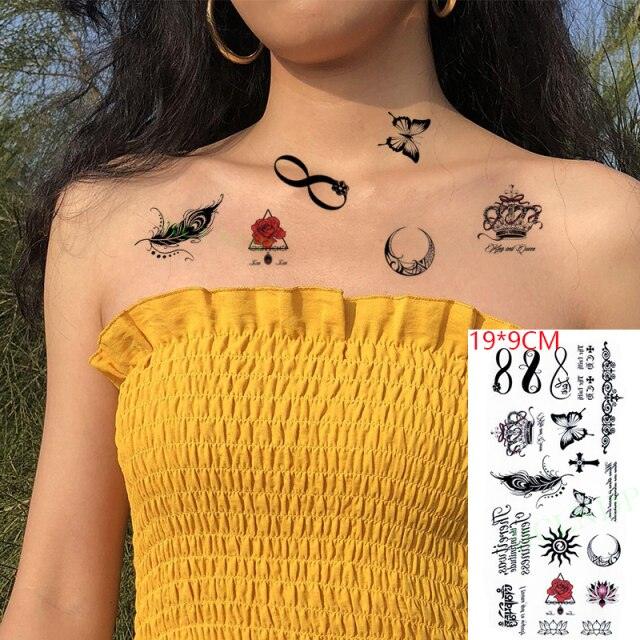 Black Waterproof Temporary Tattoo Sticker Different Design Colorful Fake Tattoo Arm Hand For Halloween Party Womens Mens Stevvex