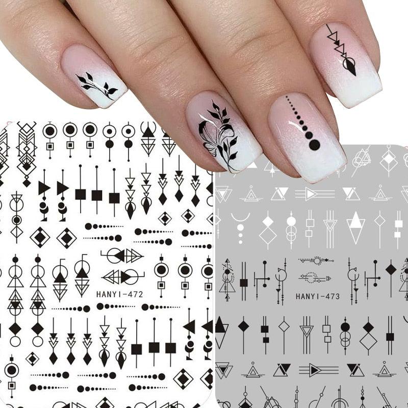 Black White 3D Nail Sticker Decals Cool English Letter Nail Art Decoration Manicure Design Christmas New Year Gift French Nail Art Stickers Decals 8Sheets Nail Art Supplies 3D Self-Adhesive Nail Art Decoration  Pattern Nail Accessories Classic Simple Stevvex