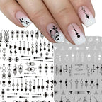 Black White 3D Nail Sticker Decals Cool English Letter Nail Art Decoration Manicure Design Christmas New Year Gift French Nail Art Stickers Decals 8Sheets Nail Art Supplies 3D Self-Adhesive Nail Art Decoration  Pattern Nail Accessories Classic Simple Stevvex