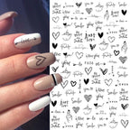 Black White 3D Nail Sticker Decals Cool English Letter Nail Art Decoration Manicure Design Christmas New Year Gift French Nail Art Stickers Decals 8Sheets Nail Art Supplies 3D Self-Adhesive Nail Art Decoration  Pattern Nail Accessories Classic Simple Stevvex