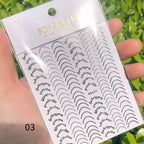 Black White 3D Nail Stickers Metal Gold Silver Geometric Tassel Strip Line Adhesive Transfer Decals Nail Art Design  Gold Silver Metal Nail Sticker  Metallic Curve Strip Line Nail Decal Self-Adhesive 3D Wave Design Nail Tips Decorations Manicure for Women Stevvex