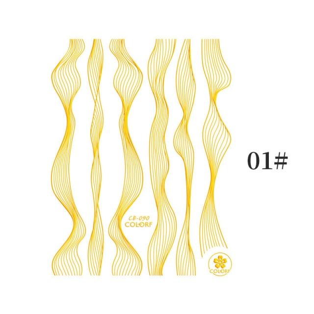 Black White 3D Nail Stickers Metal Gold Silver Geometric Tassel Strip Line Adhesive Transfer Decals Nail Art Design  Gold Silver Metal Nail Sticker  Metallic Curve Strip Line Nail Decal Self-Adhesive 3D Wave Design Nail Tips Decorations Manicure for Women Stevvex