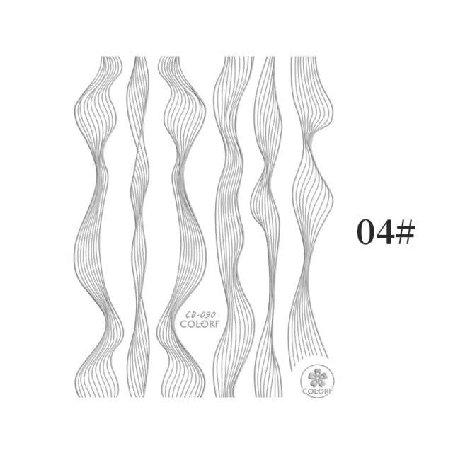 Black White 3D Nail Stickers Metal Gold Silver Geometric Tassel Strip Line Adhesive Transfer Decals Nail Art Design  Gold Silver Metal Nail Sticker  Metallic Curve Strip Line Nail Decal Self-Adhesive 3D Wave Design Nail Tips Decorations Manicure for Women Stevvex