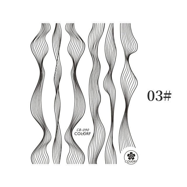 Black White 3D Nail Stickers Metal Gold Silver Geometric Tassel Strip Line Adhesive Transfer Decals Nail Art Design  Gold Silver Metal Nail Sticker  Metallic Curve Strip Line Nail Decal Self-Adhesive 3D Wave Design Nail Tips Decorations Manicure for Women Stevvex