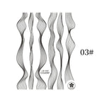 Black White 3D Nail Stickers Metal Gold Silver Geometric Tassel Strip Line Adhesive Transfer Decals Nail Art Design  Gold Silver Metal Nail Sticker  Metallic Curve Strip Line Nail Decal Self-Adhesive 3D Wave Design Nail Tips Decorations Manicure for Women Stevvex