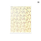 Black White 3D Nail Stickers Metal Gold Silver Geometric Tassel Strip Line Adhesive Transfer Decals Nail Art Design  Gold Silver Metal Nail Sticker  Metallic Curve Strip Line Nail Decal Self-Adhesive 3D Wave Design Nail Tips Decorations Manicure for Women Stevvex