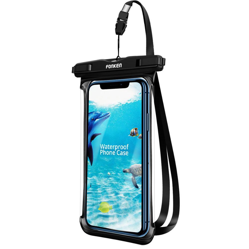 Black White Full View Waterproof Case for Phone Underwater Snow Transparent Swimming Pouch Big Mobile Phone Covers Waterproof Mobile Phone Case Underwater Waterproof Iphone Case Stevvex