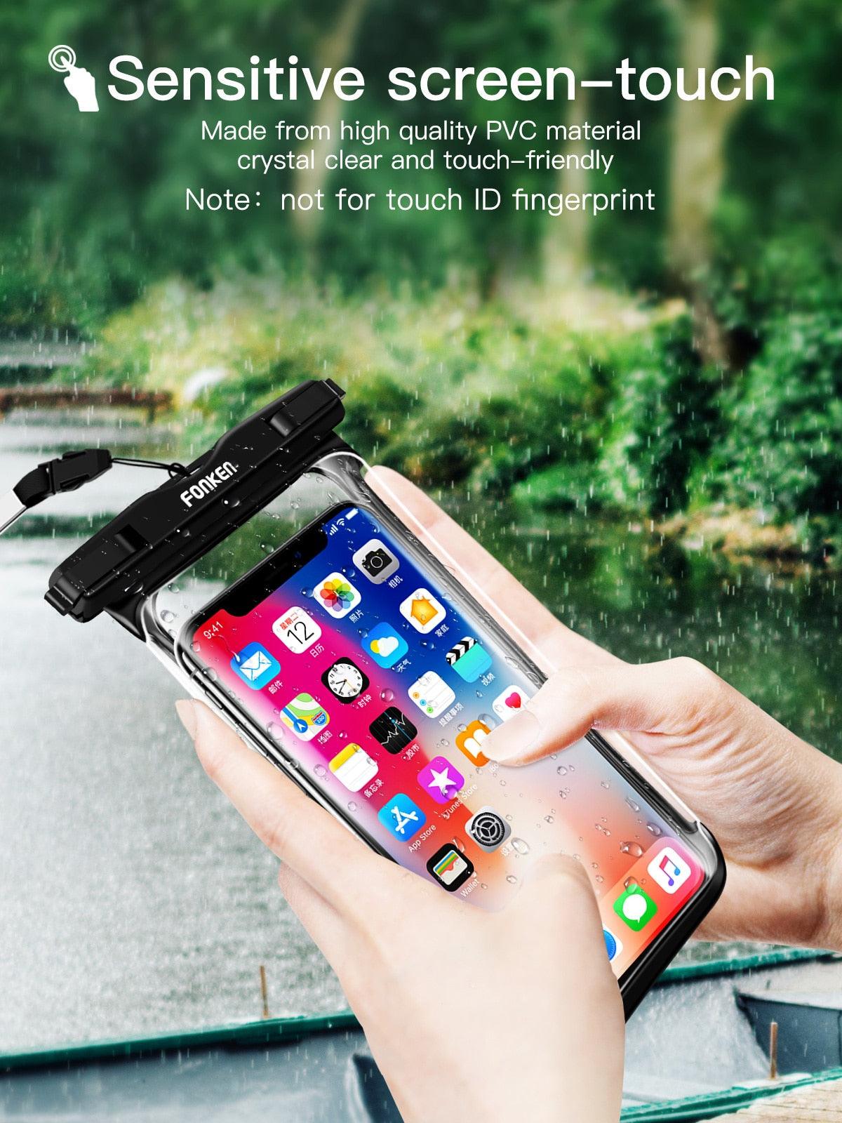 Black White Full View Waterproof Case for Phone Underwater Snow Transparent Swimming Pouch Big Mobile Phone Covers Waterproof Mobile Phone Case Underwater Waterproof Iphone Case Stevvex