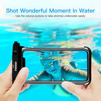 Black White Full View Waterproof Case for Phone Underwater Snow Transparent Swimming Pouch Big Mobile Phone Covers Waterproof Mobile Phone Case Underwater Waterproof Iphone Case Stevvex
