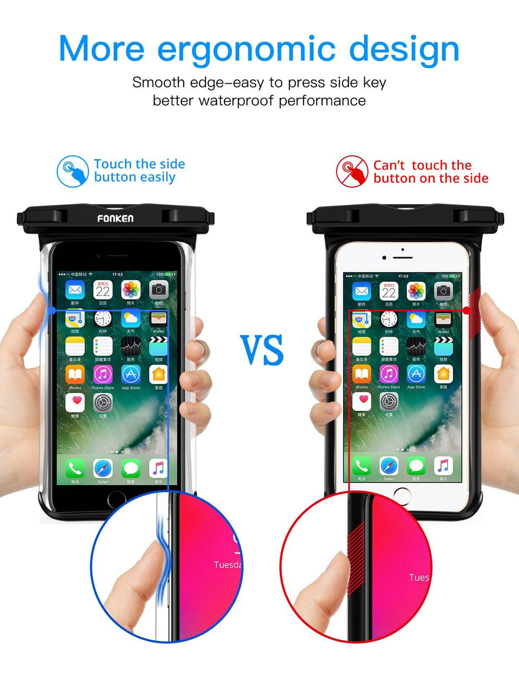 Black White Full View Waterproof Case for Phone Underwater Snow Transparent Swimming Pouch Big Mobile Phone Covers Waterproof Mobile Phone Case Underwater Waterproof Iphone Case Stevvex