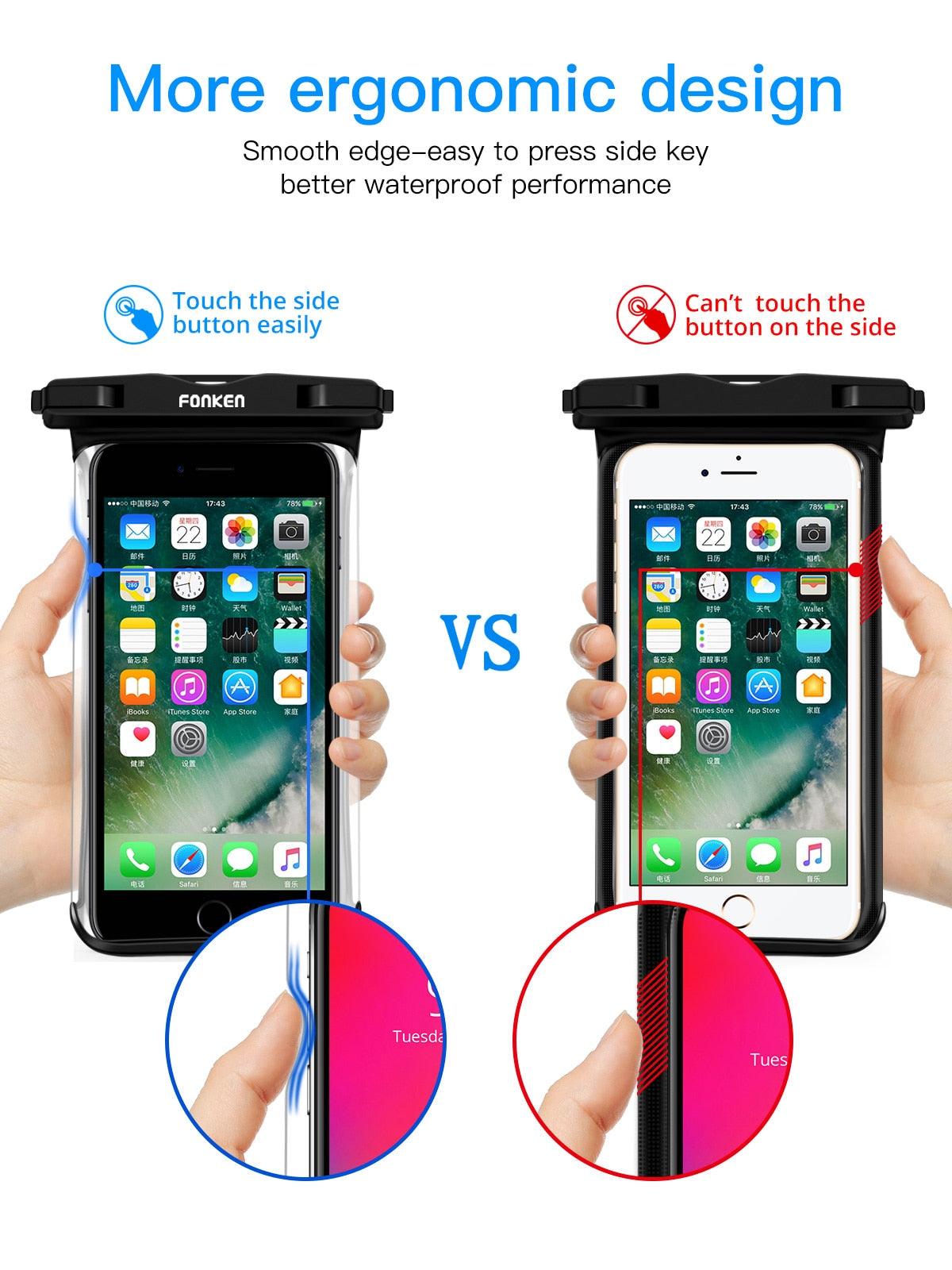 Black White Full View Waterproof Case for Phone Underwater Snow Transparent Swimming Pouch Big Mobile Phone Covers Waterproof Mobile Phone Case Underwater Waterproof Iphone Case Stevvex