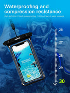 Black White Full View Waterproof Case for Phone Underwater Snow Transparent Swimming Pouch Big Mobile Phone Covers Waterproof Mobile Phone Case Underwater Waterproof Iphone Case Stevvex