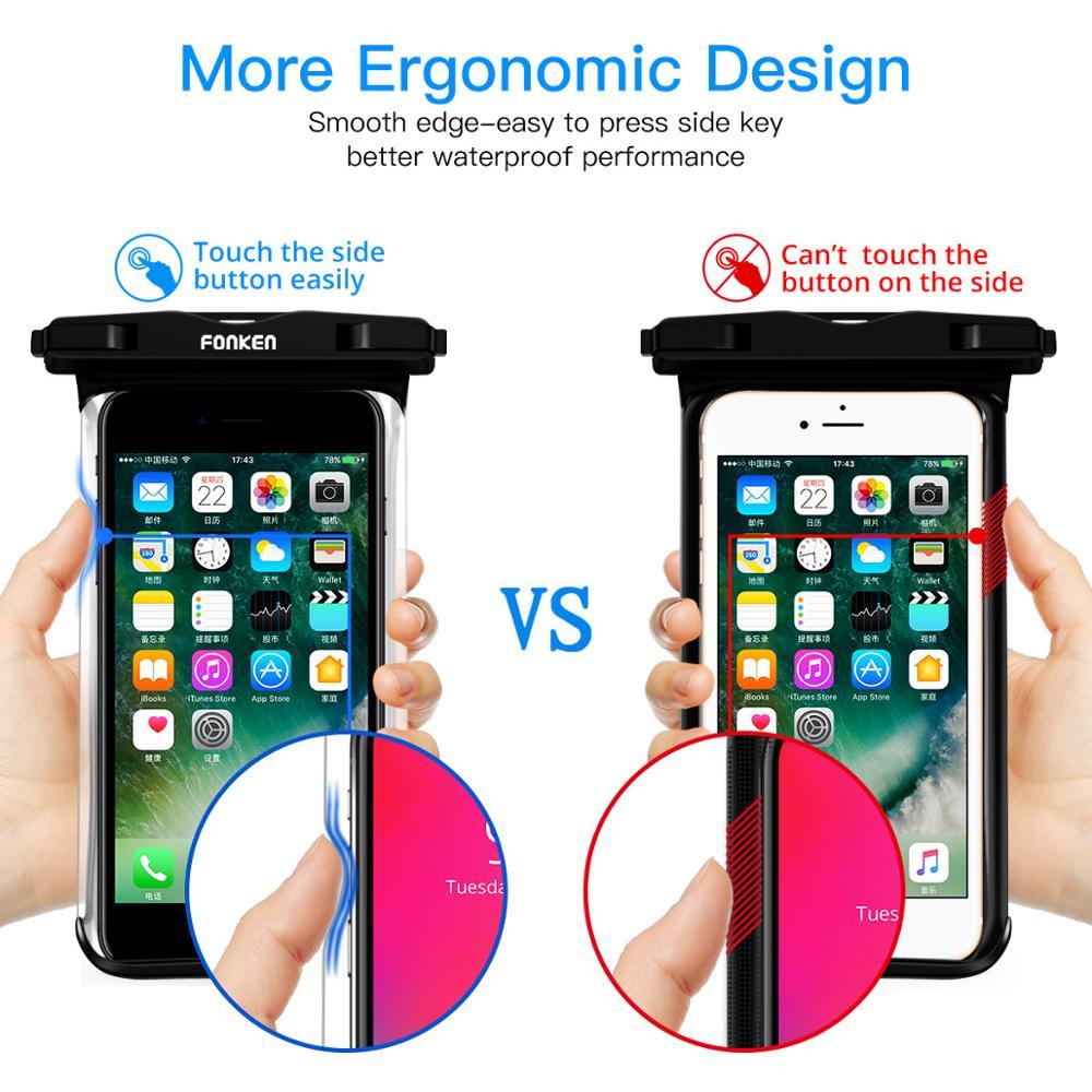 Black White Full View Waterproof Case for Phone Underwater Snow Transparent Swimming Pouch Big Mobile Phone Covers Waterproof Mobile Phone Case Underwater Waterproof Iphone Case Stevvex